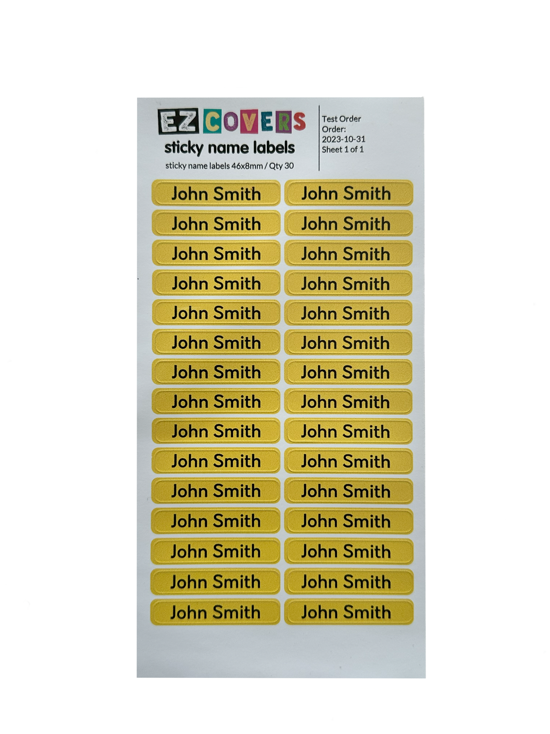 Personalised Name Labels | EZ Covers Australia