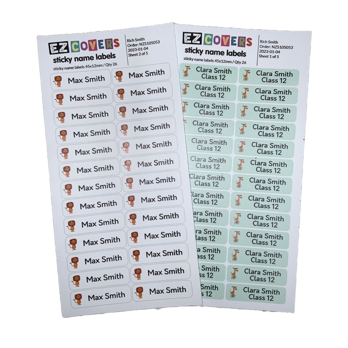 Personalised Name Labels | EZ Covers Australia